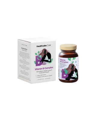 Bezlepkový a bezlaktózový komplex vitamínov B Health Labs Care 60 kapsúl