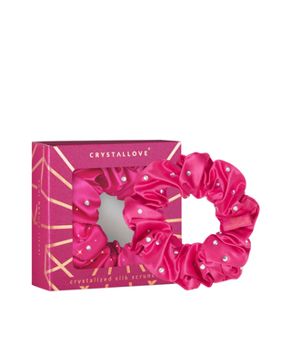 Gumka do włosów z jedwabiu z kryształkami –hot pink Crystallove - 1