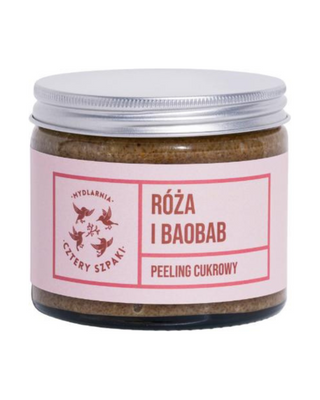 Regenerujący peeling róża i baobab z cukrem trzcinowym pobudzający krążenie Mydlarnia Cztery Szpaki - 1