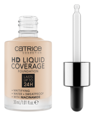 Kryjący podkład do twarzy HD Liquid Coverage utrzymujący się do 24h light beige 010 Catrice - 2