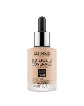 Kryjący podkład do twarzy HD Liquid Coverage utrzymujący się do 24h sand beige 030 Catrice - 1