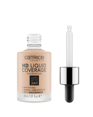 Kryjący podkład do twarzy HD Liquid Coverage utrzymujący się do 24h sand beige 030 Catrice - 2