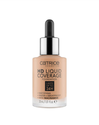 Kryjący podkład do twarzy HD Liquid Coverage utrzymujący się do 24h warm beige 040 Catrice - 1